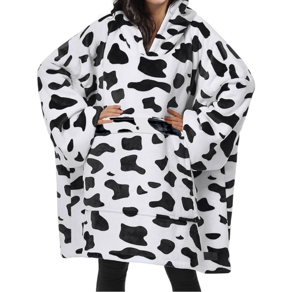Cow print hoodie blanket